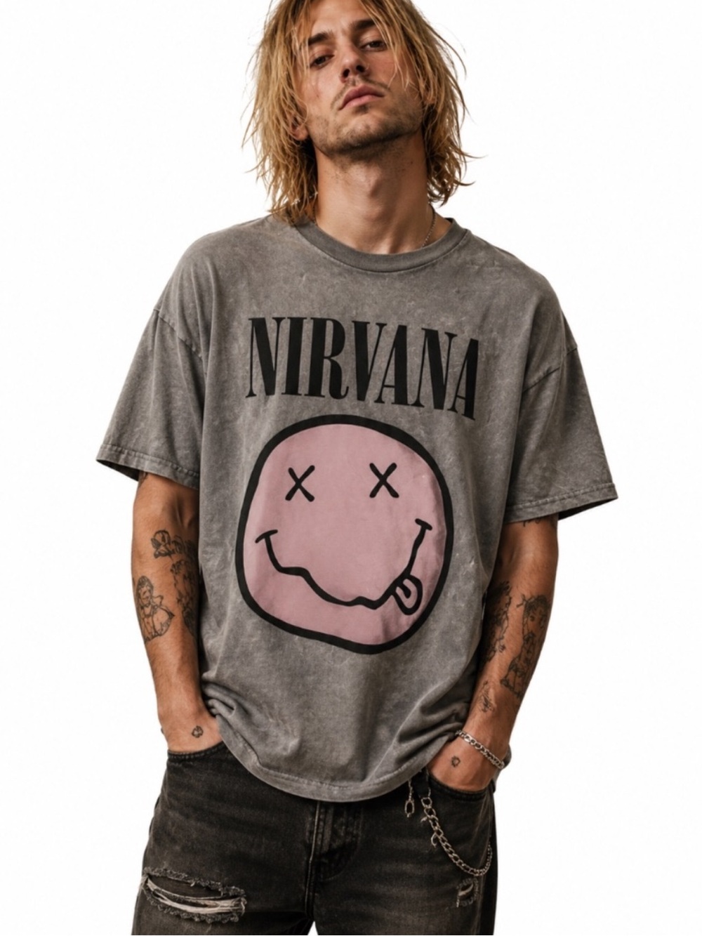 Nirvana Shirt 1X Grunge Gray